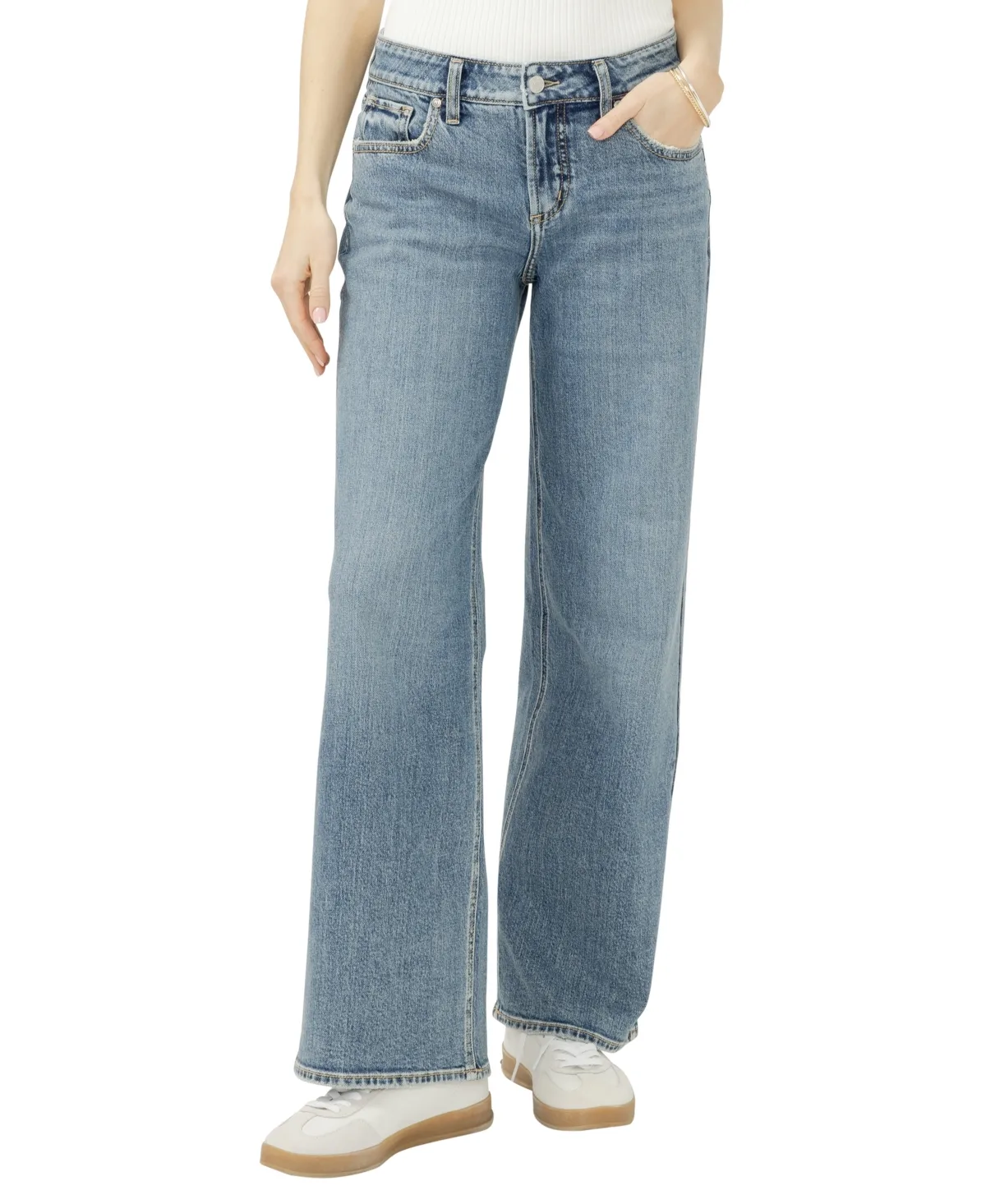 Suki Mid Rise Curvy Fit Wide Leg Jeans by Silver Jeans Co.