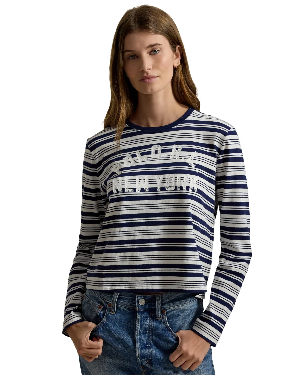 Striped Crewneck Long-Sleeve T-Shirt by Polo Ralph Lauren