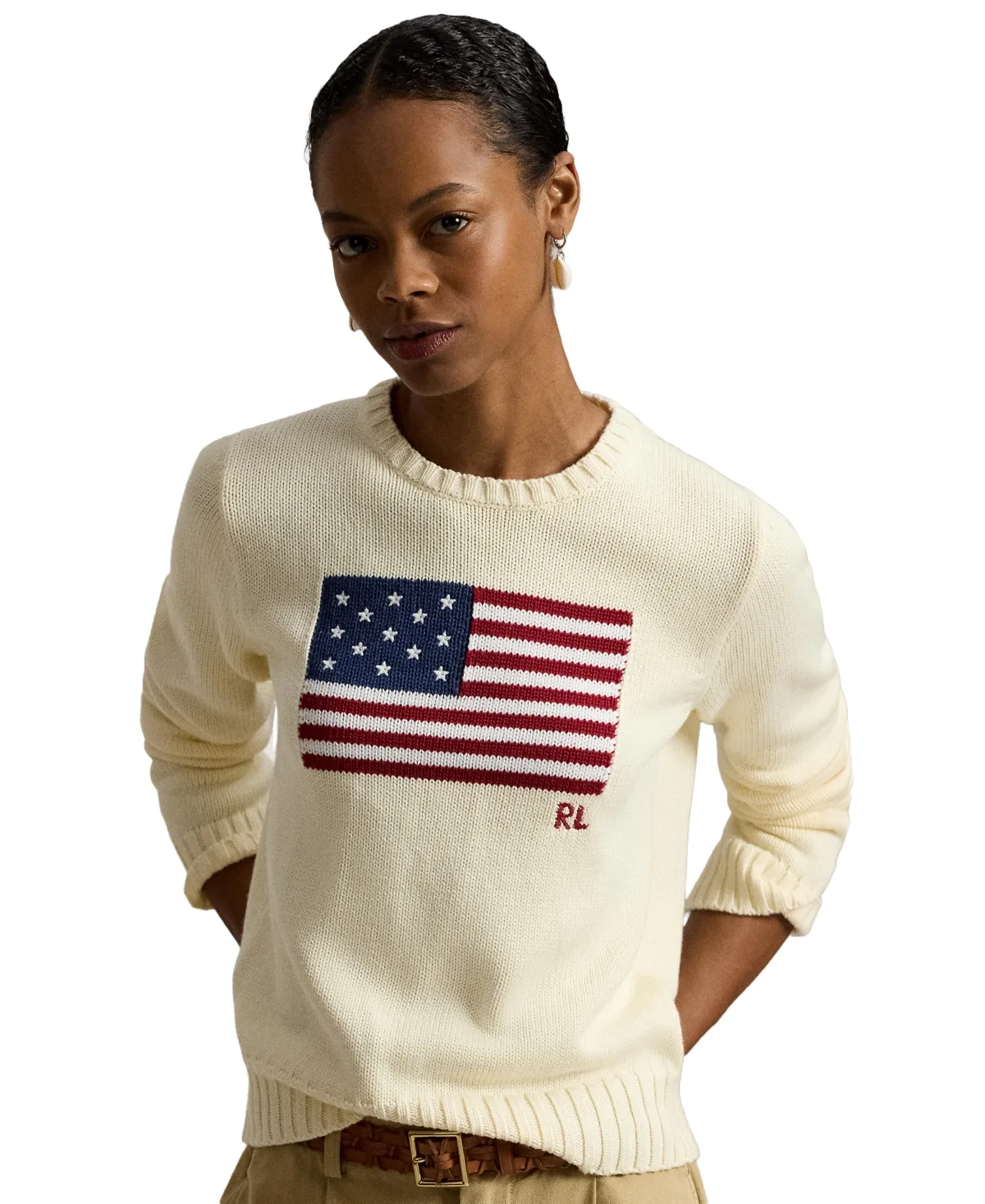Flag Cotton Crewneck Sweater by Polo Ralph Lauren