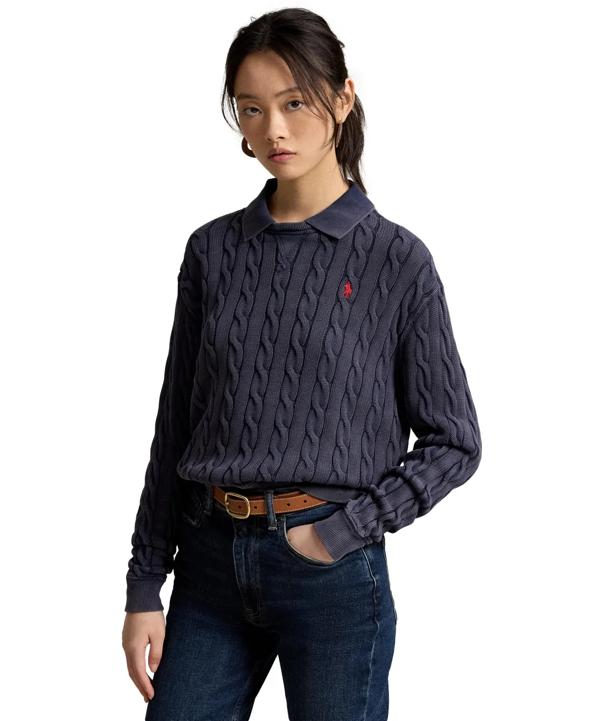 Cable-Knit Cotton Polo Sweater by Polo Ralph Lauren