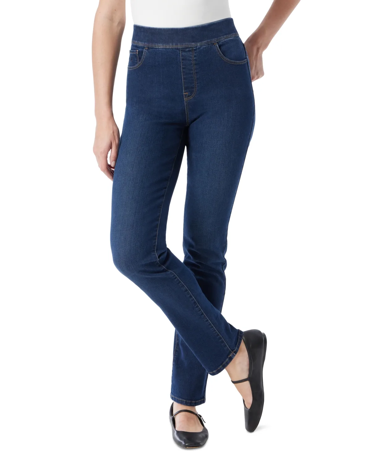 Amanda High-Rise Straight Pull-On Jeans by Gloria Vanderbilt