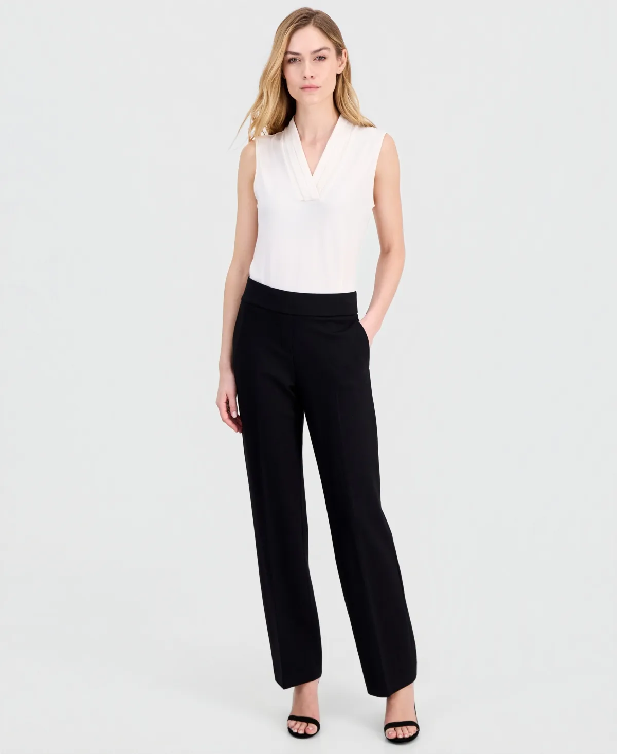Mid-Rise Pull-On Slash-Pocket Pants by Anne Klein