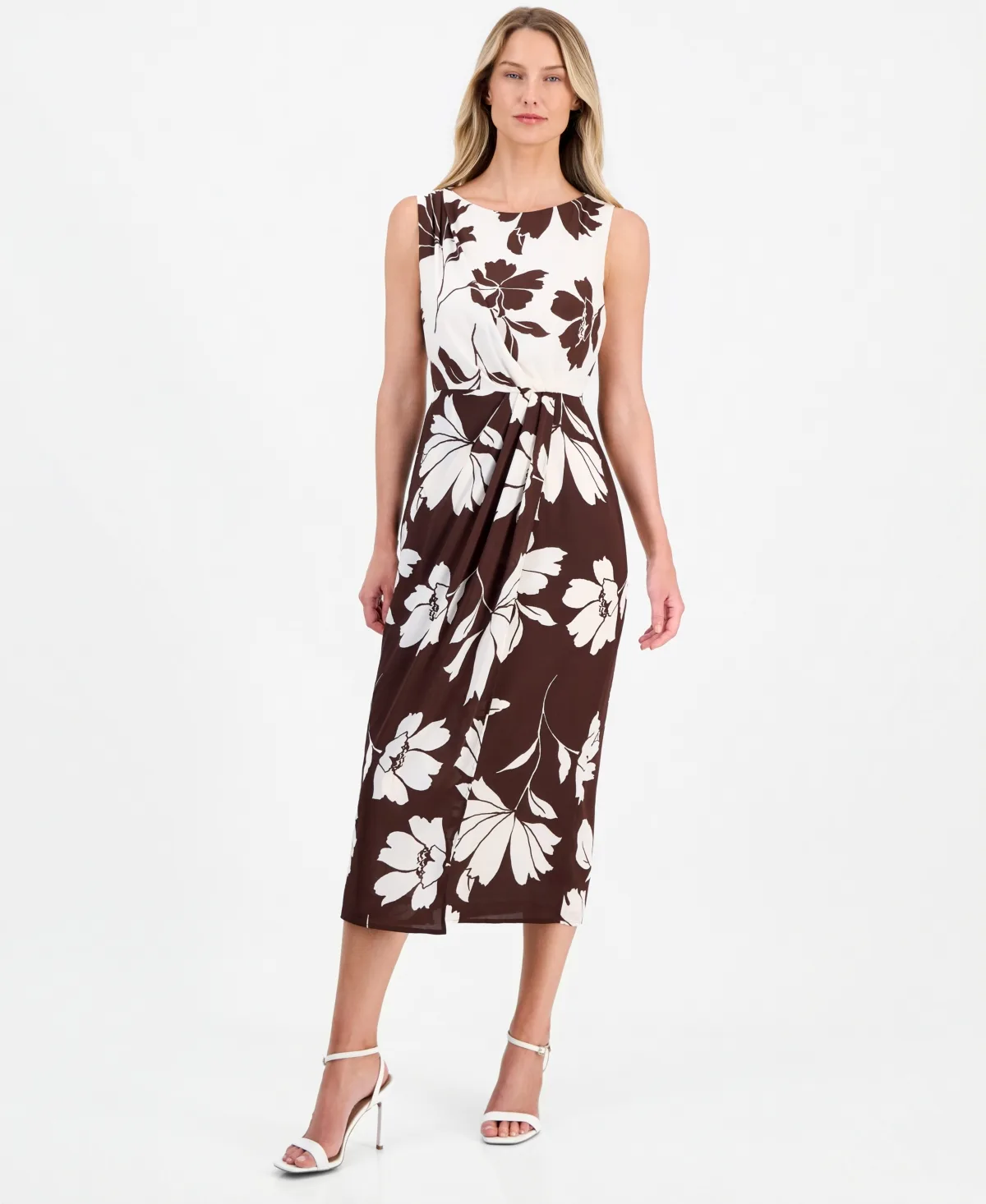 Printed Sleeveless Midi Dress by Anne Klein