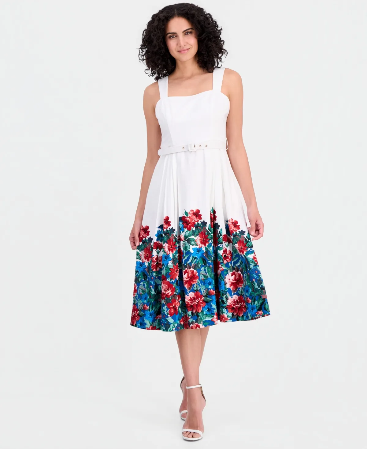 Border Print Midi Tank Dress by Tahari Asl