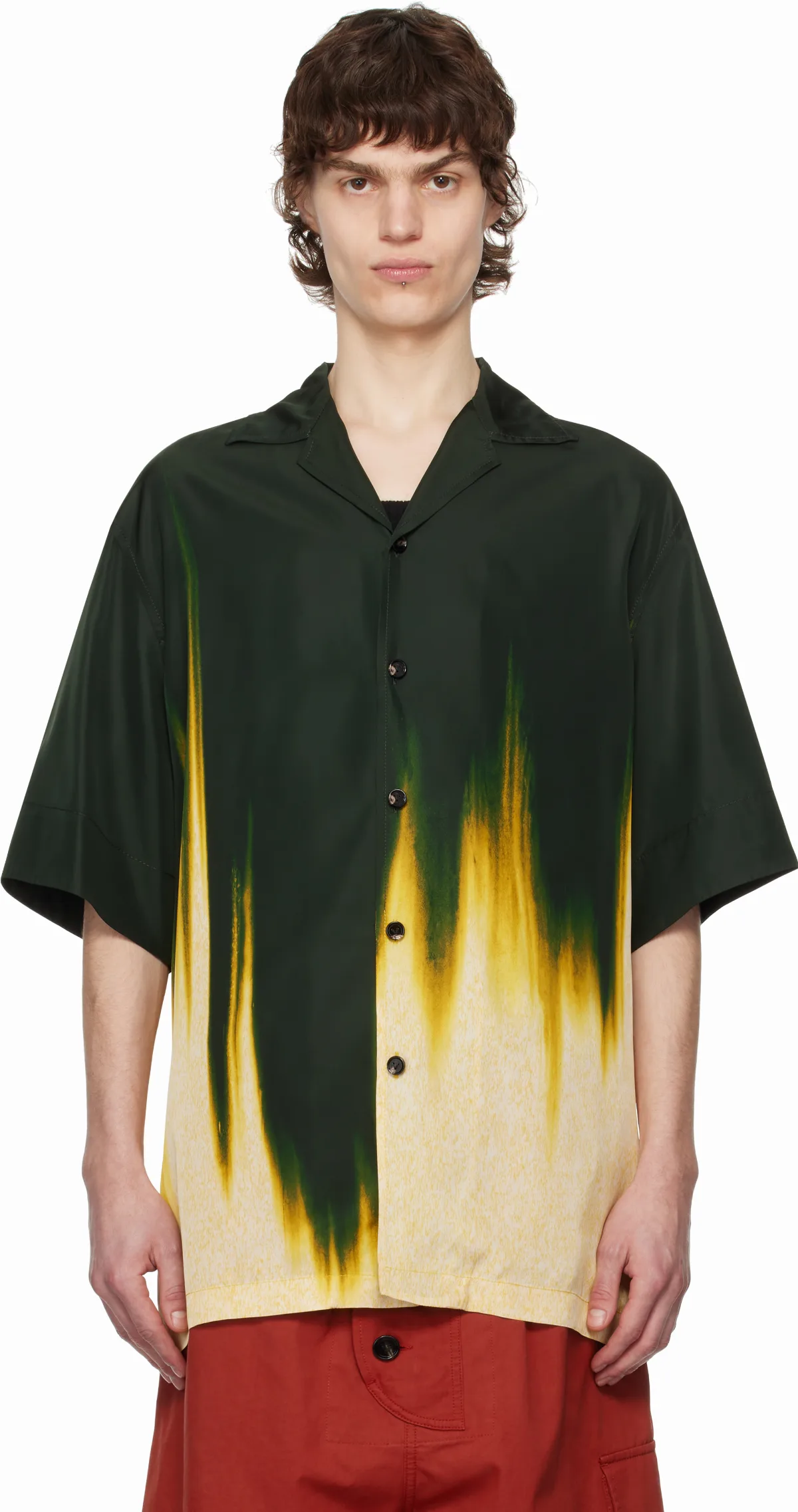 Green & Yellow Viscose Degrade Petal Print Shirt by Bottega Veneta