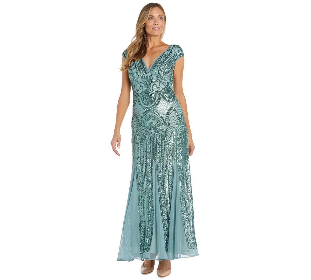 Beaded Maxi Dress by R & M Richards