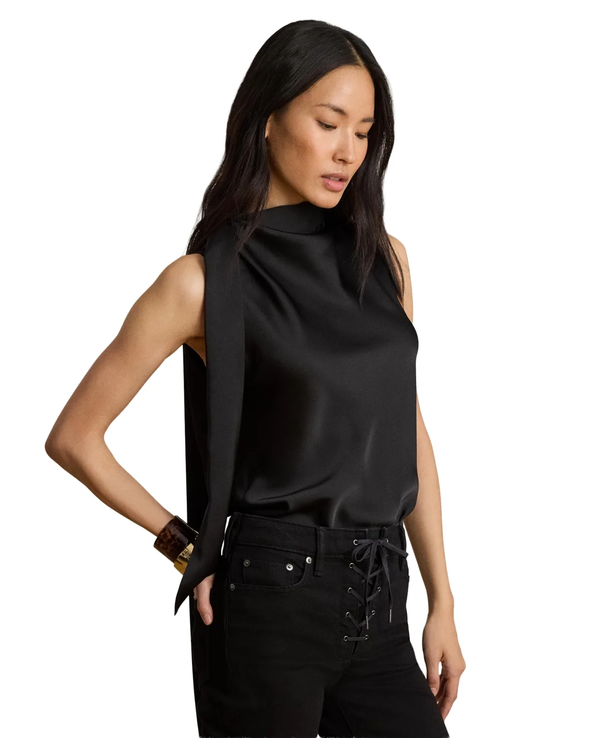 Tie-Neck Sleeveless Blouse by Lauren Ralph Lauren