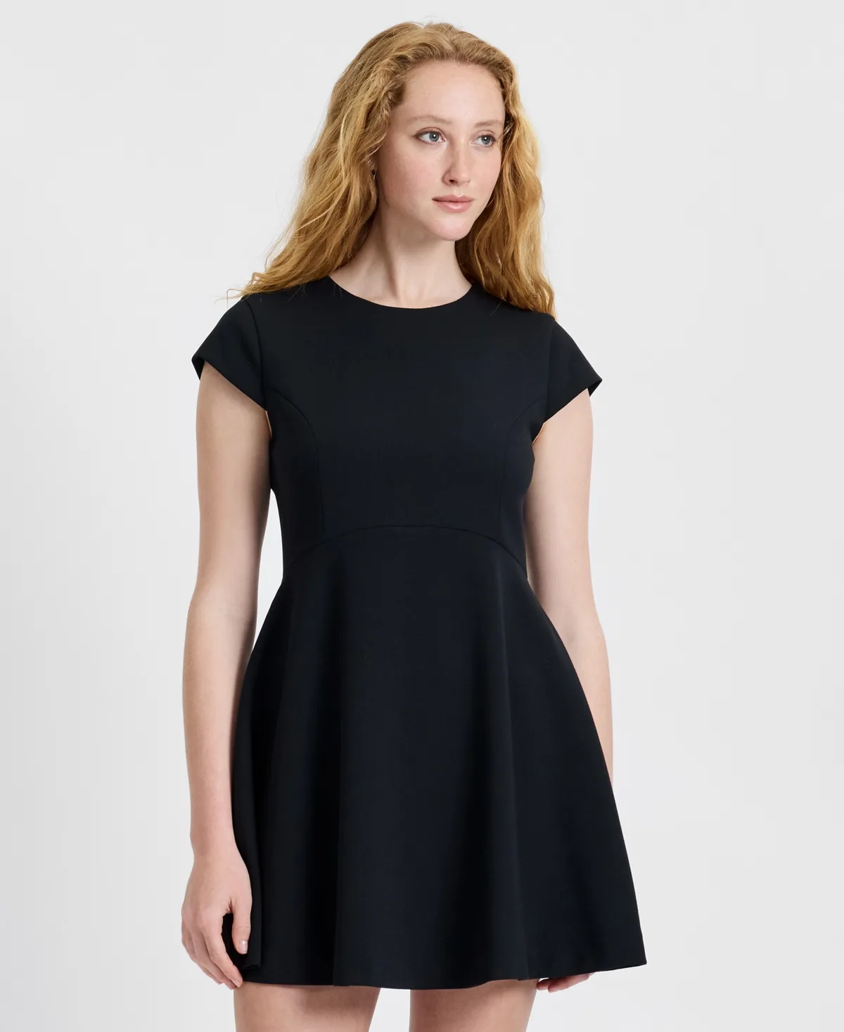Whisper Cap Short-Sleeve Mini Dress