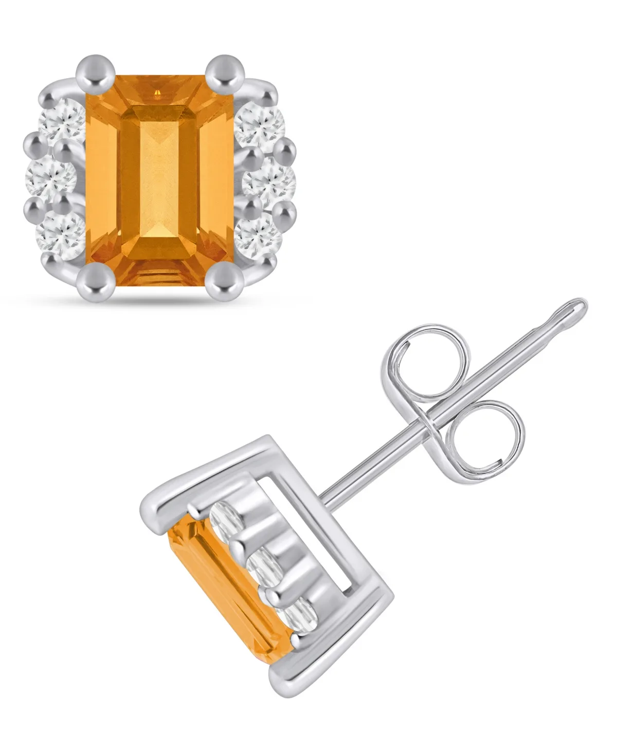 Gemstone and Diamond 1/3" Stud Earrings in 10K White Gold by Macy's