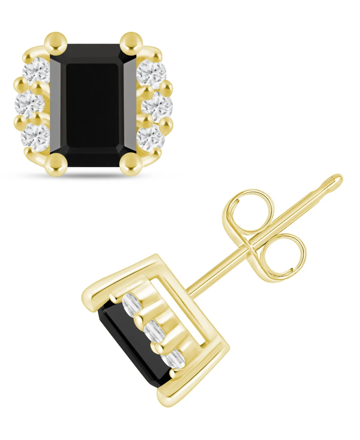 Gemstone and Diamond 1/3" Stud Earrings in 10K White Gold
