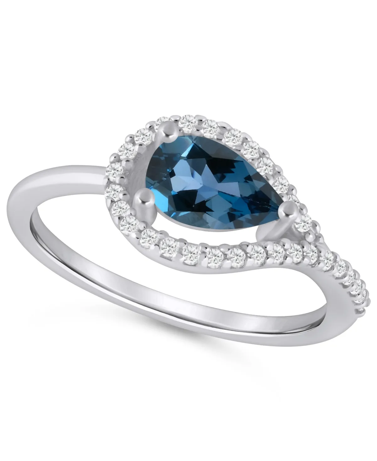 Gemstone and Diamond Ring (1/5 ct. t.w.) in 10k White Gold