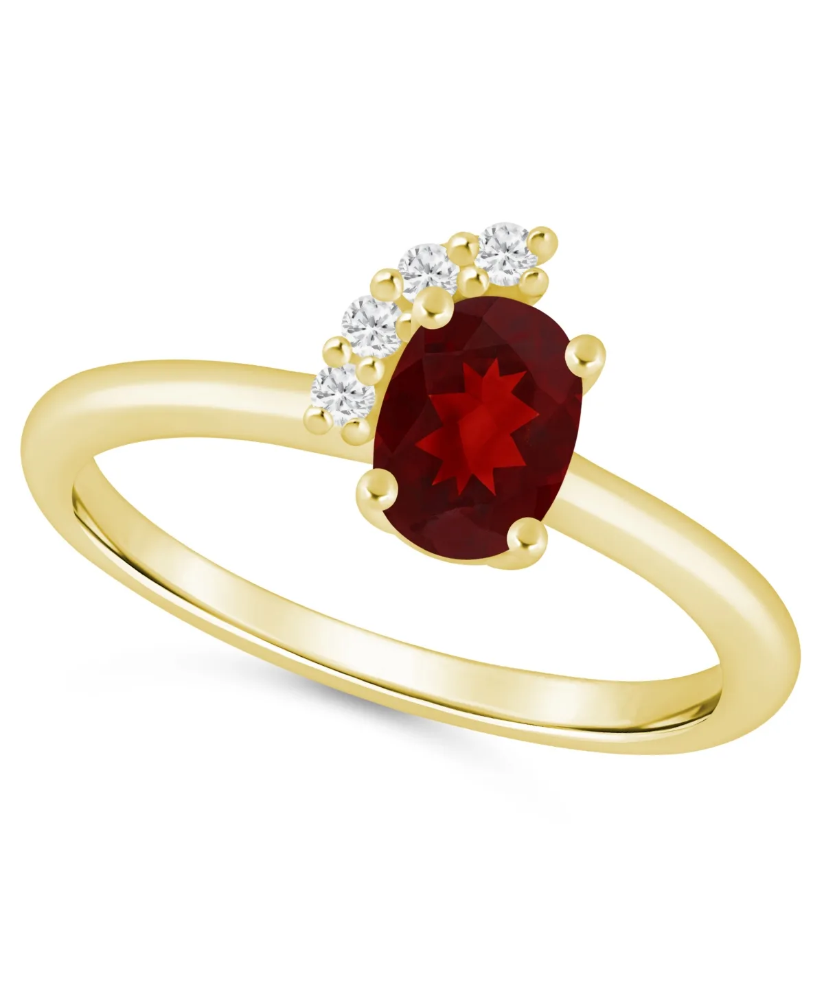 Amethyst (3/4 ct. t.w.) and White Diamond (1/20 ct. t.w.) Ring in 10k White Gold by Macy's