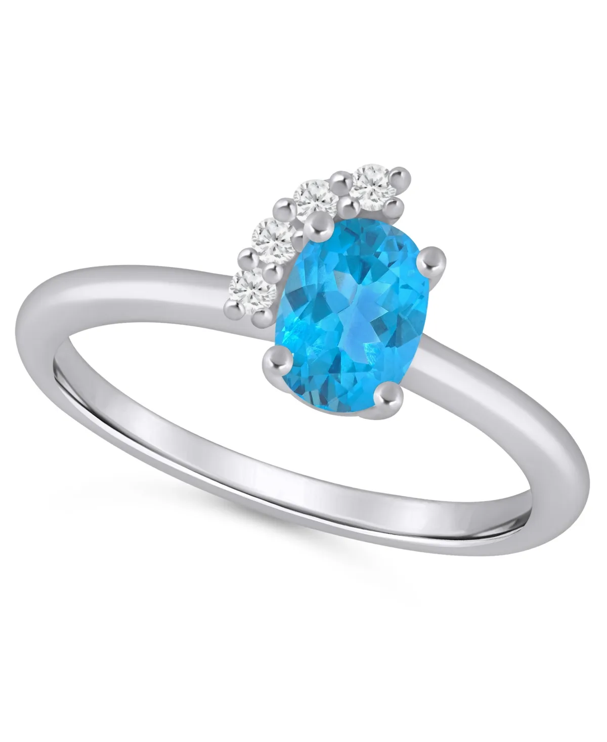 Amethyst (3/4 ct. t.w.) and White Diamond (1/20 ct. t.w.) Ring in 10k White Gold