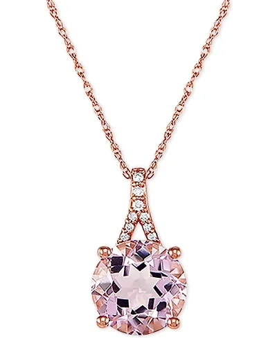 Pink Amethyst (2-1/2 ct. t.w.) and Diamond Accent 18" Pendant Necklace in 14k Rose Gold