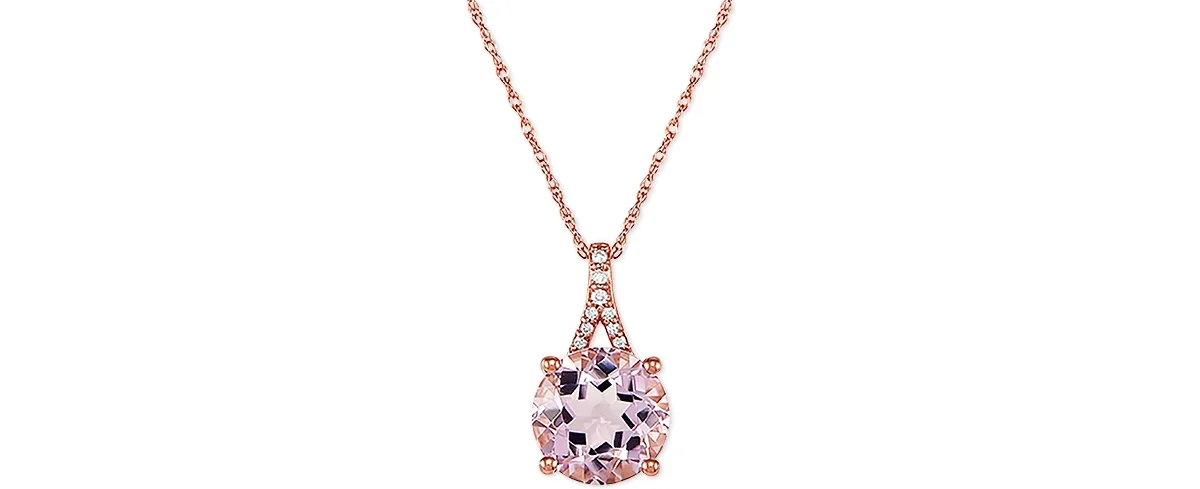 Pink Amethyst (2-1/2 ct. t.w.) and Diamond Accent 18" Pendant Necklace in 14k Rose Gold by Macy's