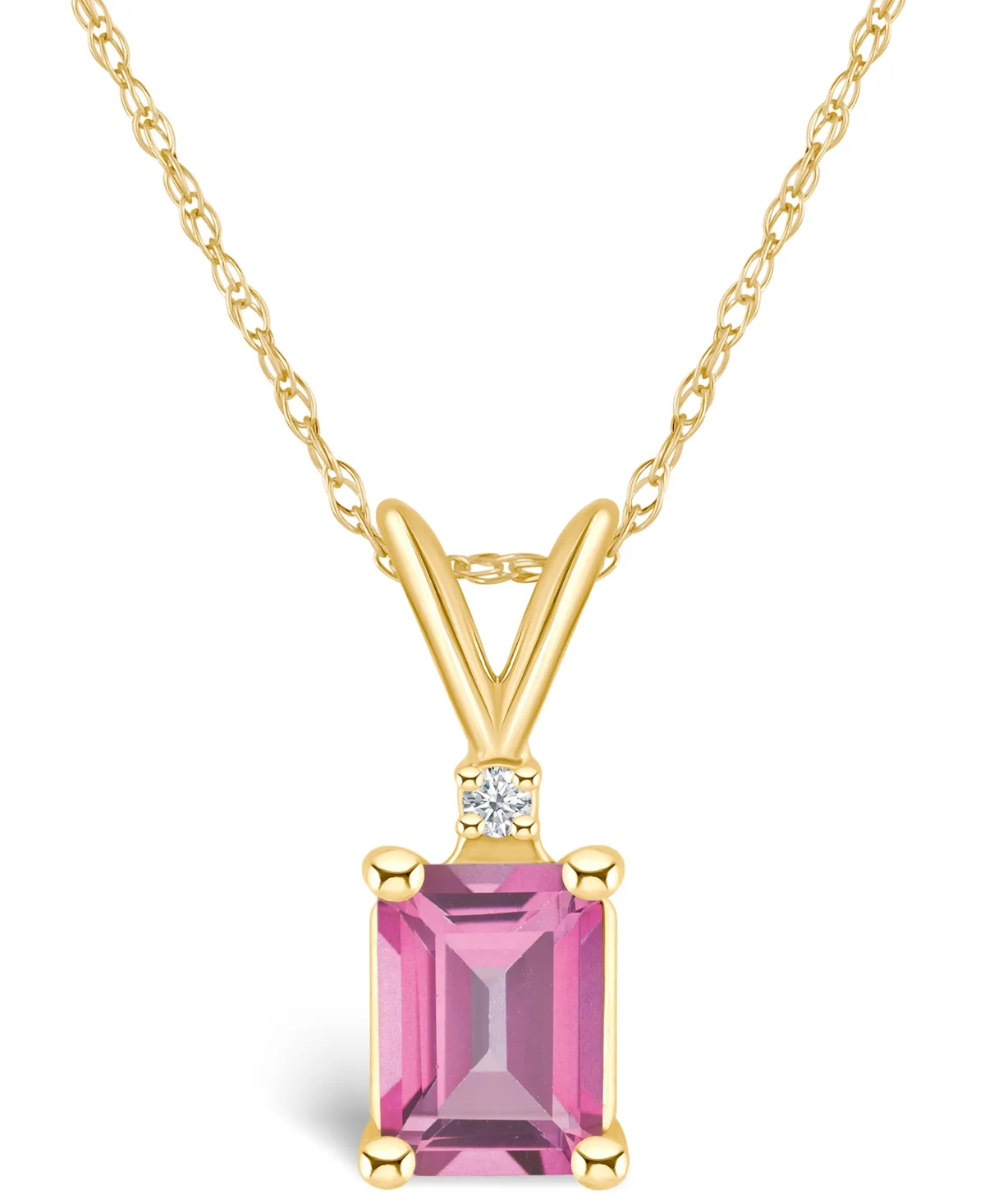 Pink Topaz (1-1/3 ct. t.w.) and Diamond Accent Pendant Necklace in 14K Yellow Gold or 14K White Gold by Macy's