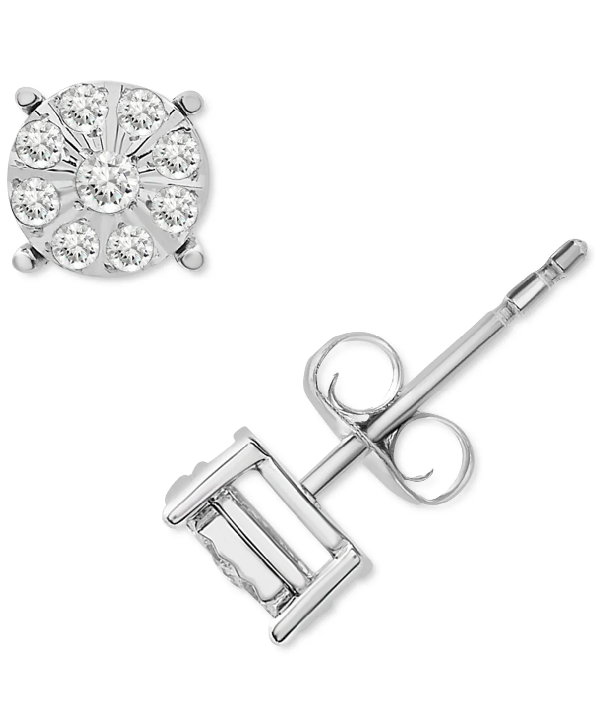 Diamond Cluster Stud Earrings (1/5 ct. t.w.) in Sterling Silver by Macy's