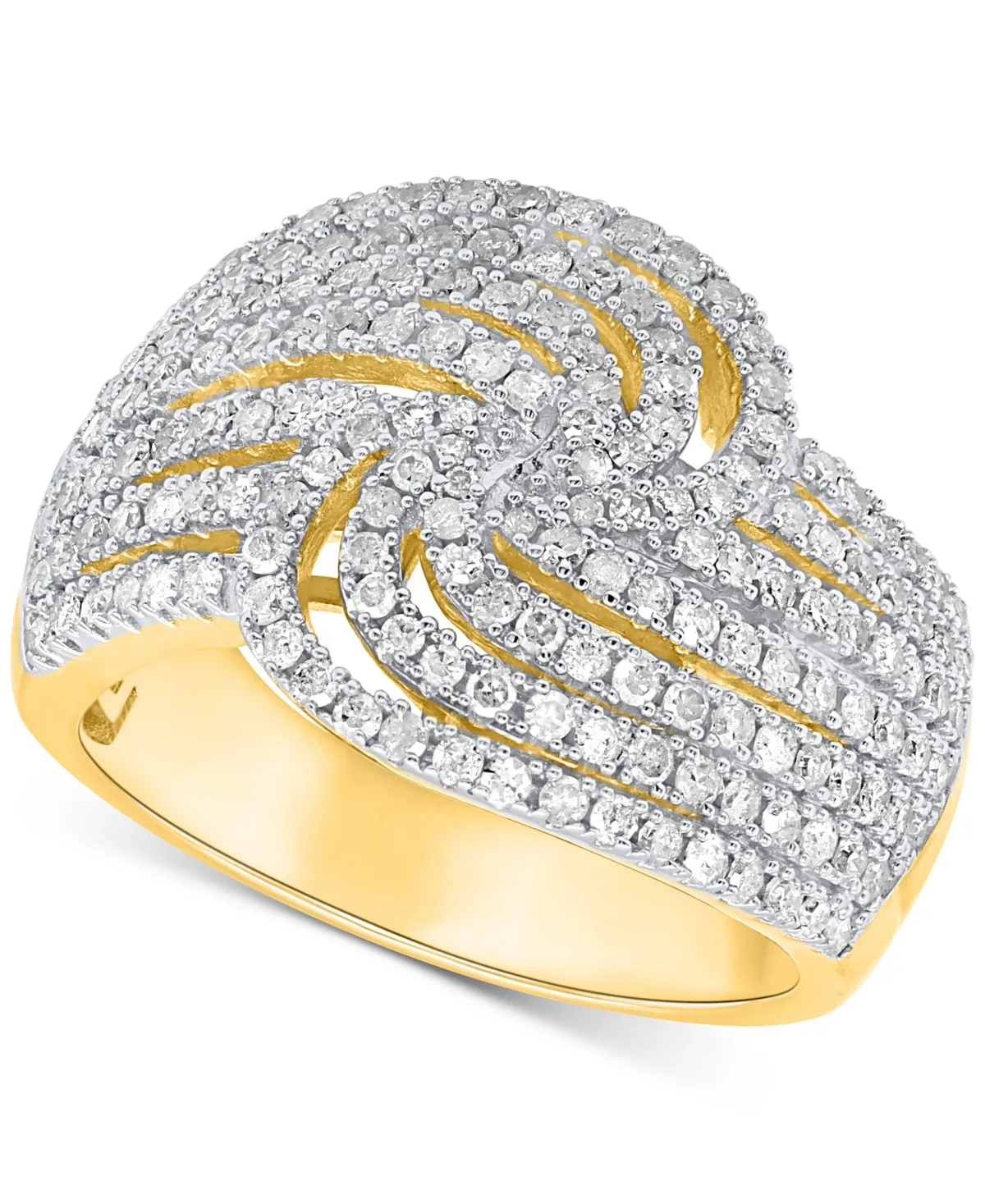 Diamond Multirow Swirl Statement Ring (1 ct. t.w.) in Sterling Silver by Macy's