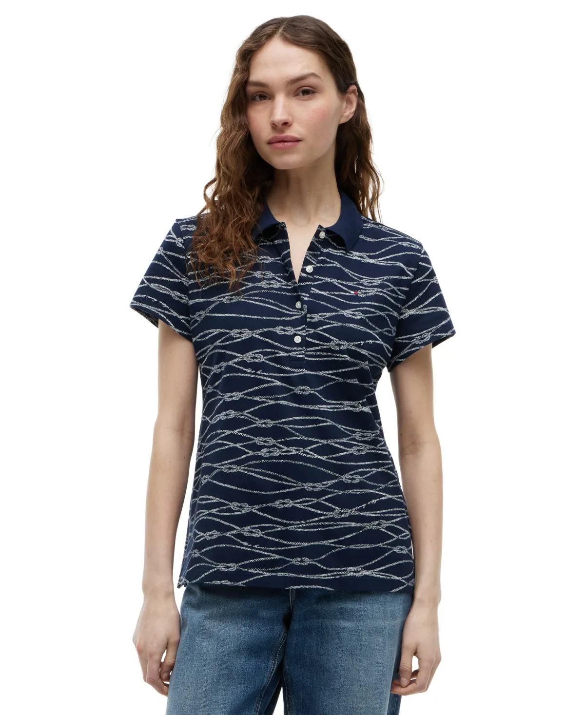 Classic Pique Printed Short-Sleeve Polo Top by Tommy Hilfiger