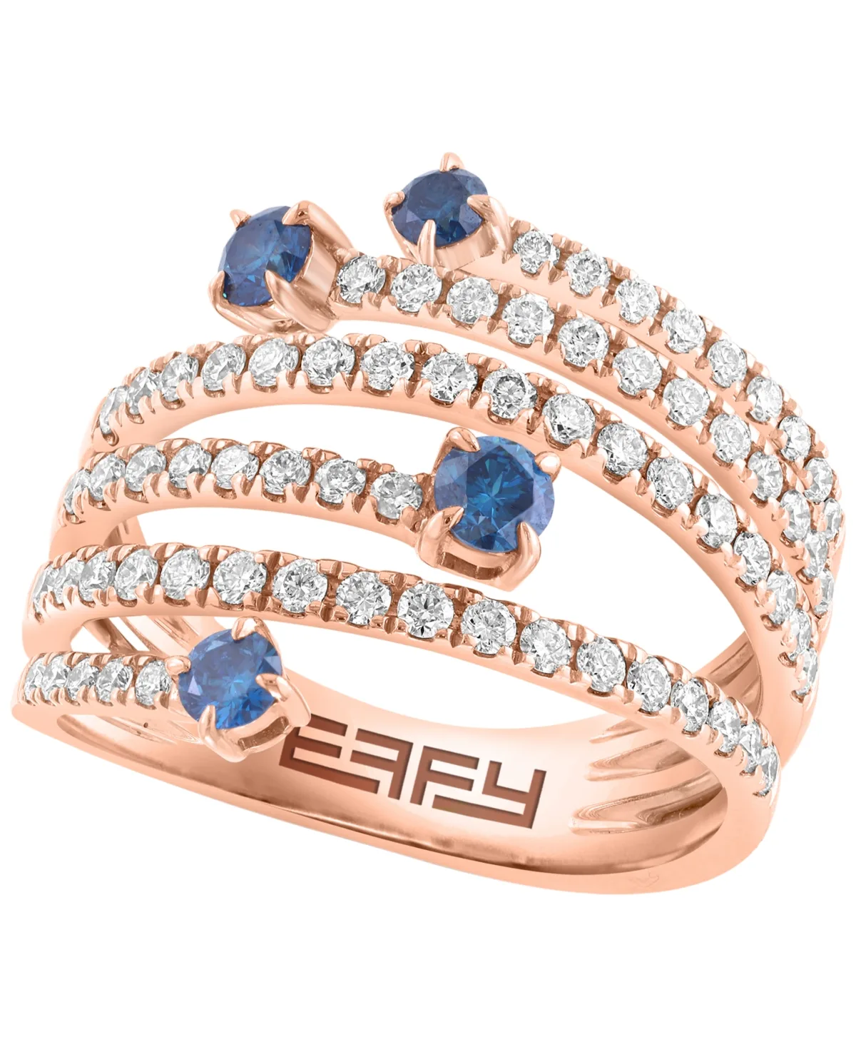 White and Blue Diamond (1-1/6 ct. t.w.) Ring in 14k Rose Gold by Effy Collection