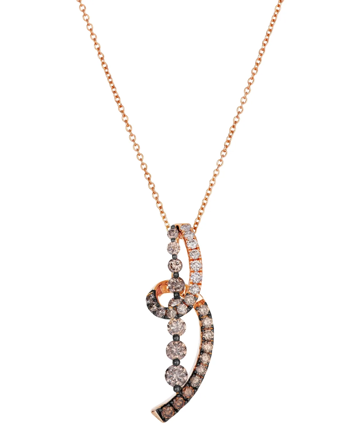 Chocolate Diamond (0.63 ct. t.w.) & Chocolate Ombre Diamond (0.48 ct. t.w.) Pendant Necklace in 14k Strawberry Gold by Le Vian