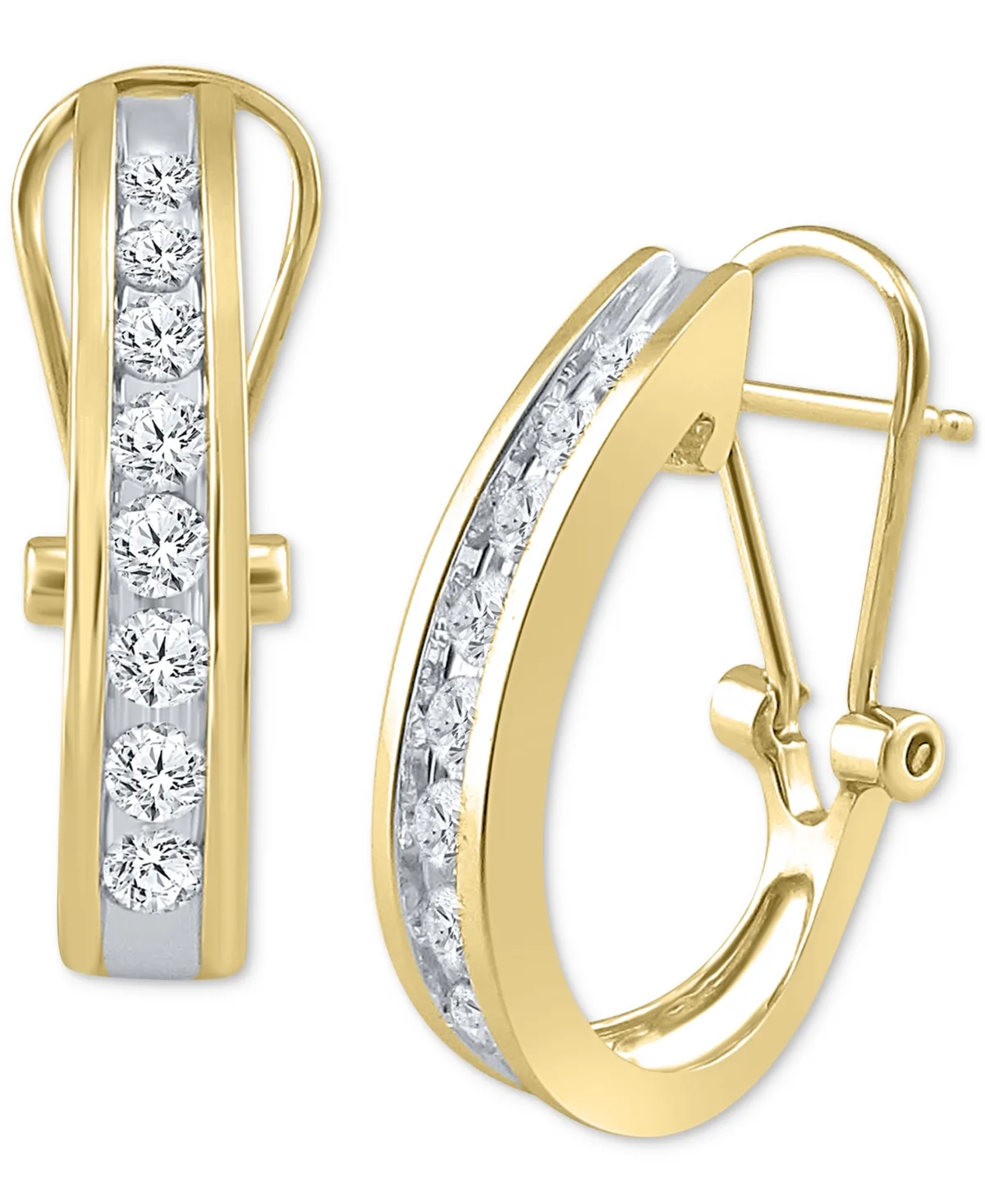 Diamond Channel-Set J-Hoop Earrings (1/2 ct. t.w.) in 10k White, Yellow or Rose Gold by Macy's