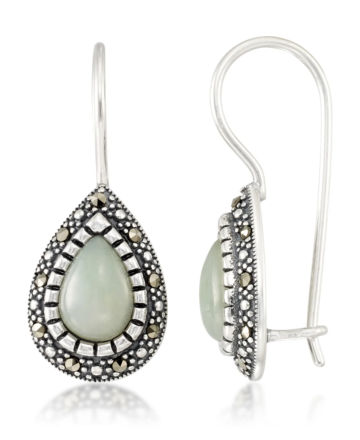 (9 x 6 x 5.2mm) & Marcasite Teardrop Earrings in Sterling Silver by Macy's