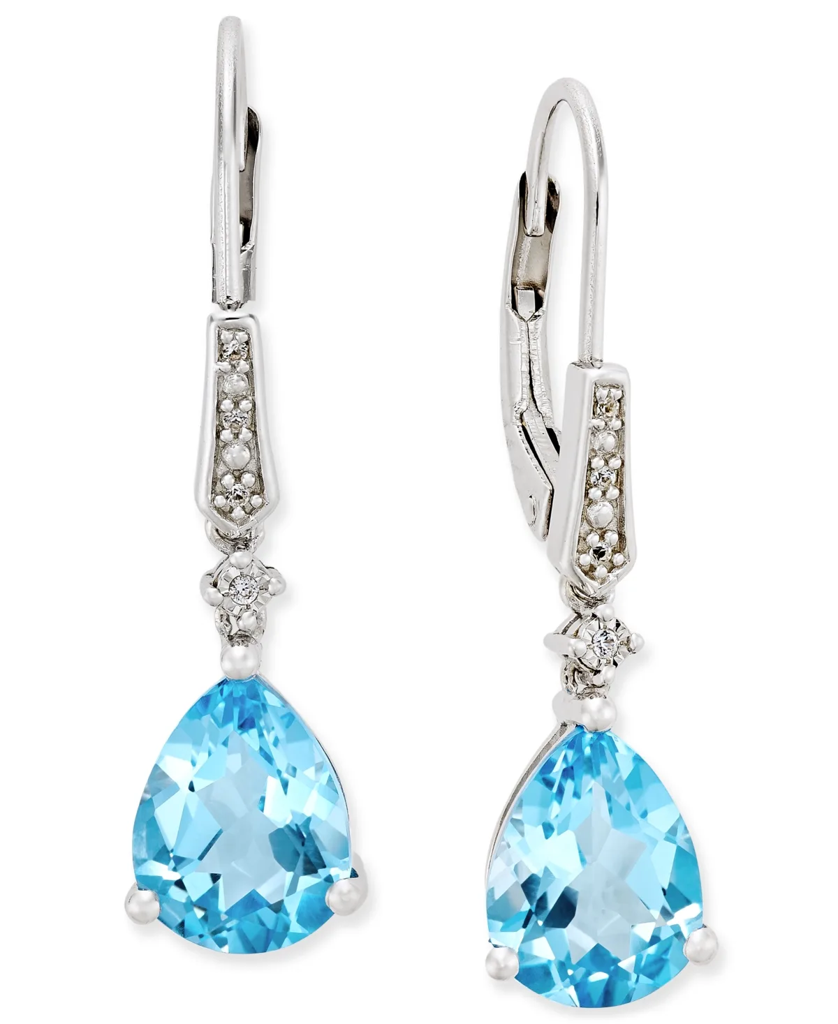 Gemstone (3-3/4 ct. t.w.) and Diamond Accent Birthstone Drop Earrings in Sterling Silver by Macy's