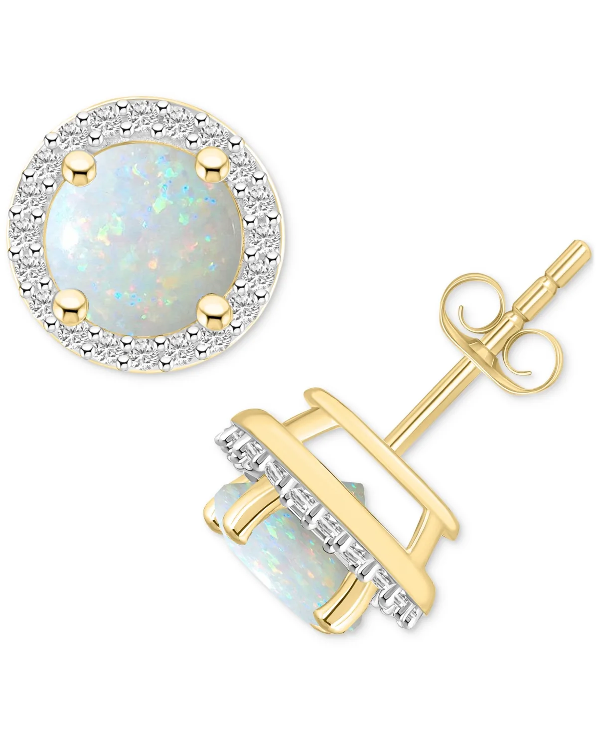 Lab-Created Ruby (2 ct. t.w.) & Lab-Created White Sapphire (1/5 ct. t.w.) Halo Stud Earrings in 10k Gold by Macy's