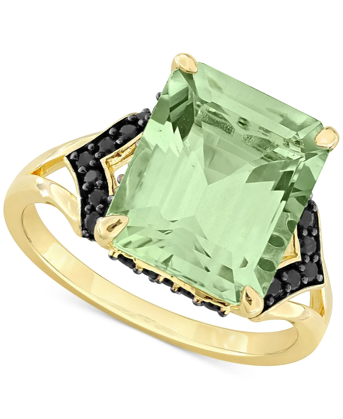 (5-1/3 ct. t.w.) & Black Sapphire (3/8 ct. t.w.) Statement Ring in 18k Gold Flash-Plated Sterling Silver by Macy's