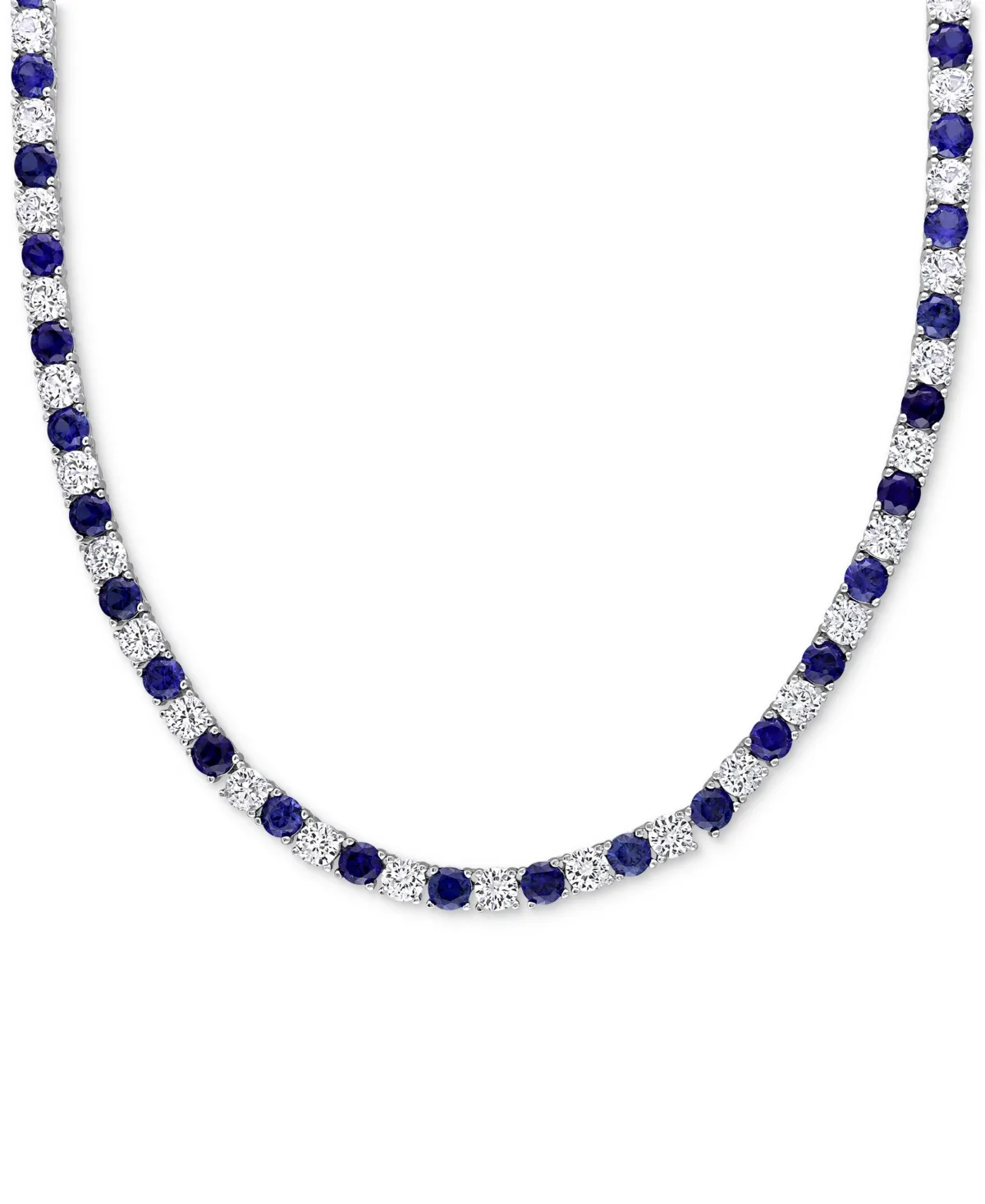Lab Created Blue Sapphire (16-5/8 ct. t.w.) & Lab Created White Sapphire (16-3/4 ct. t.w.) 17" Collar Necklace in Sterling Silver by Macy's
