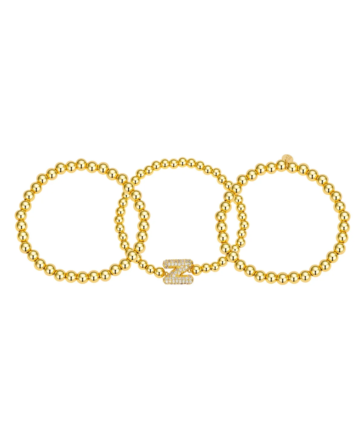 Cubic Zirconia Bubble Initial Stretch Bracelet Set - N by Unwritten