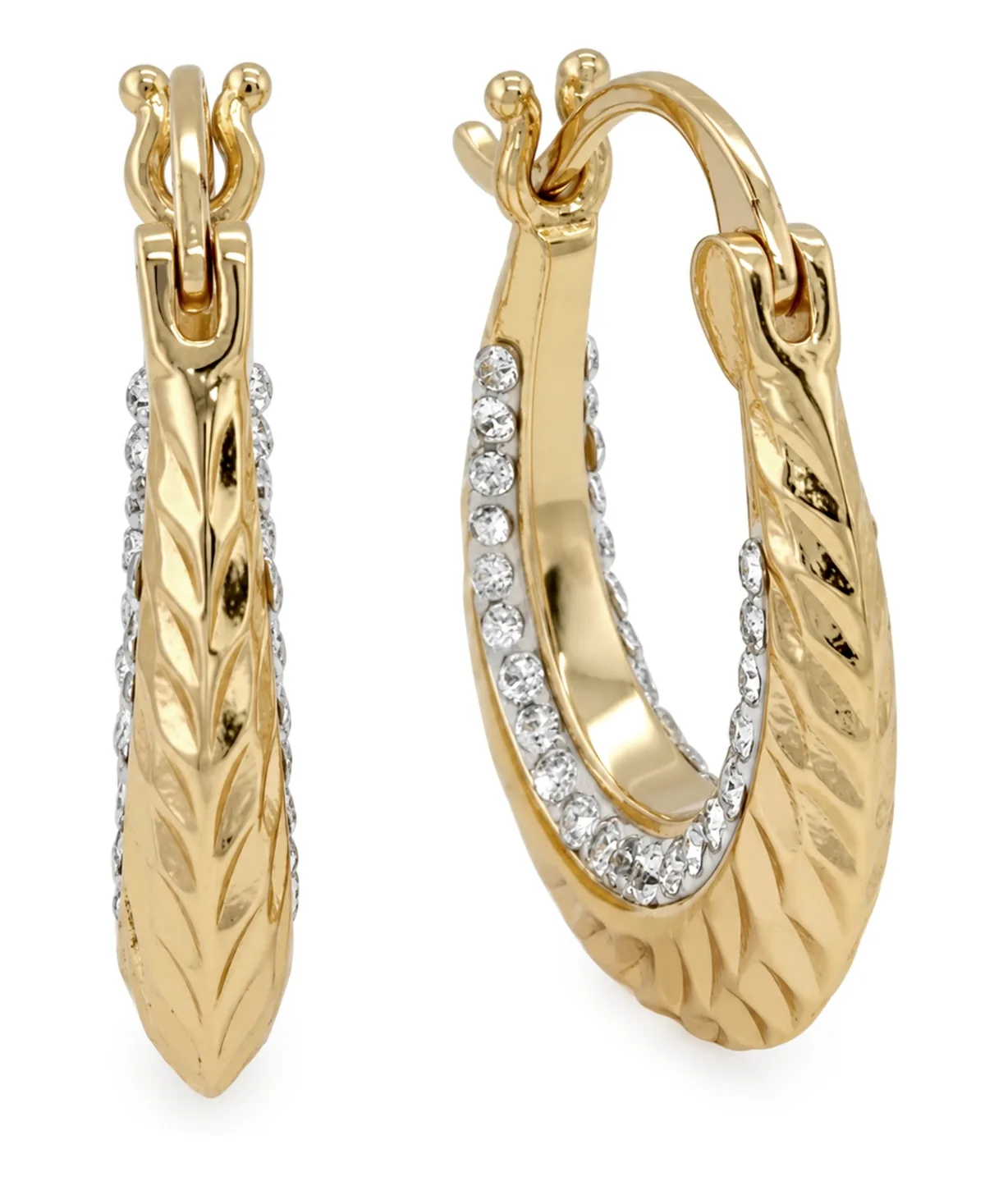 Clear Crystal Diamond Cut Hoop Earring