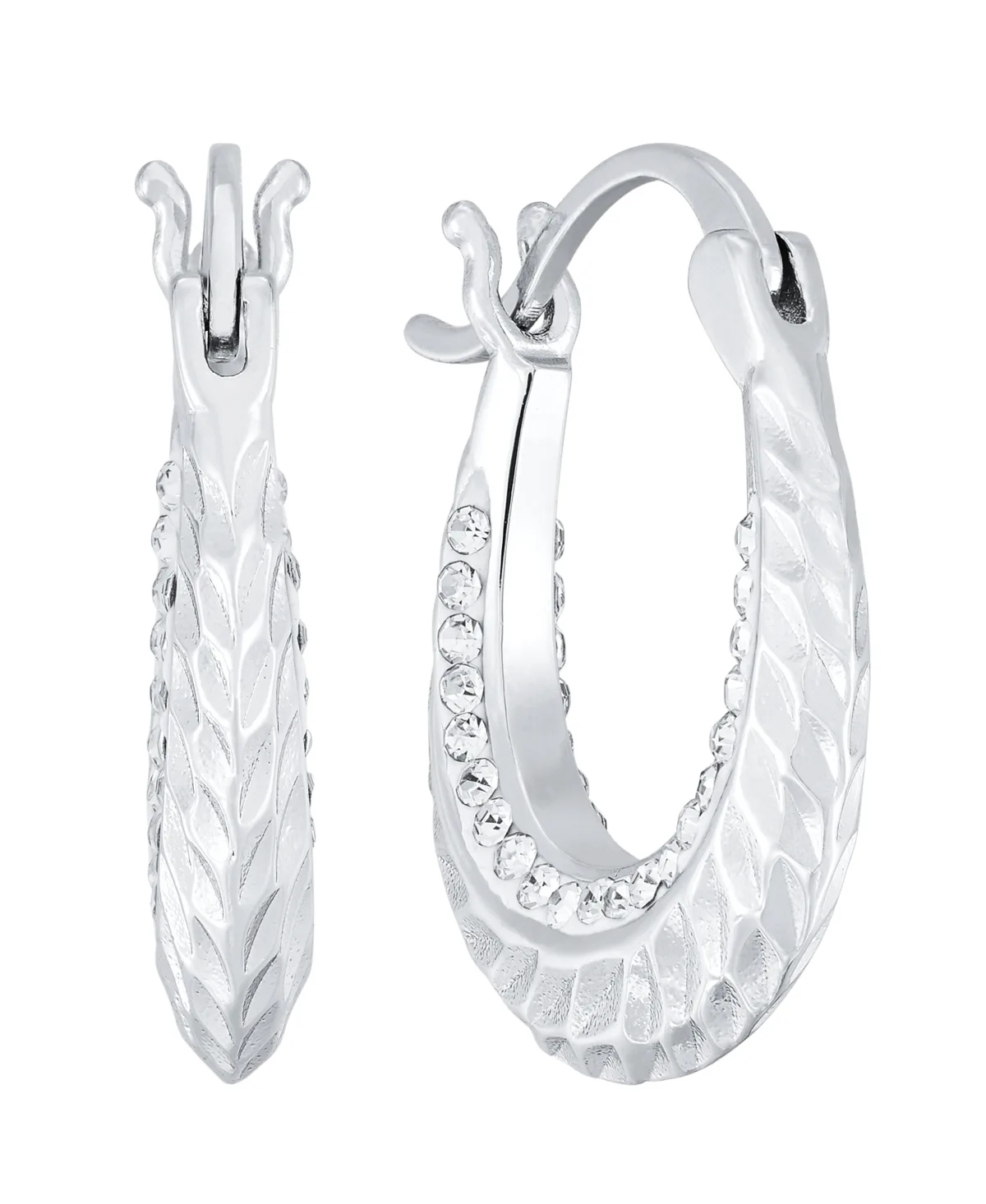 Clear Crystal Diamond Cut Hoop Earring
