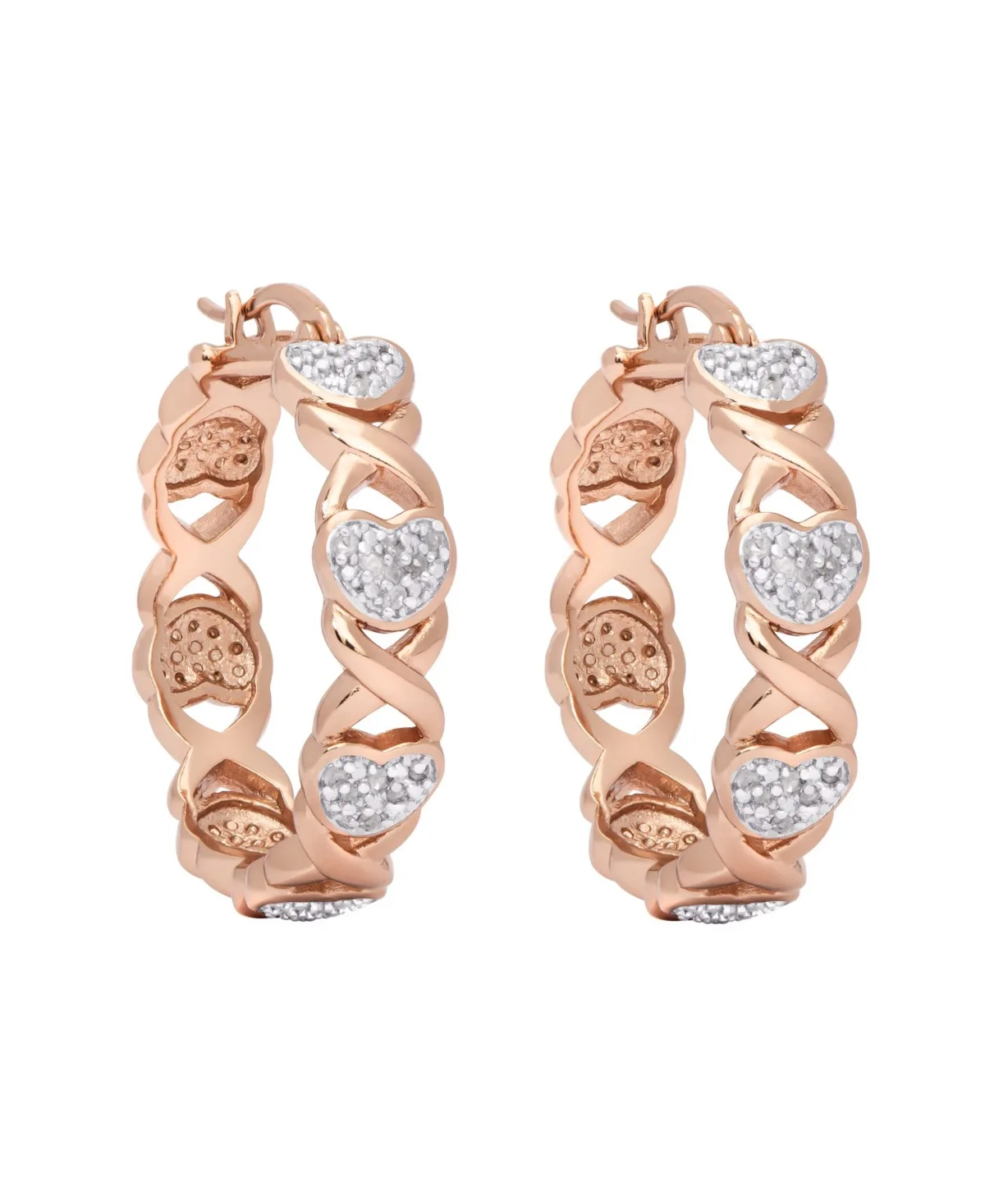 Diamond Accent Gold-Plated, Silver Plated or Rose Gold Plated x and Heart Earrings by Macy's