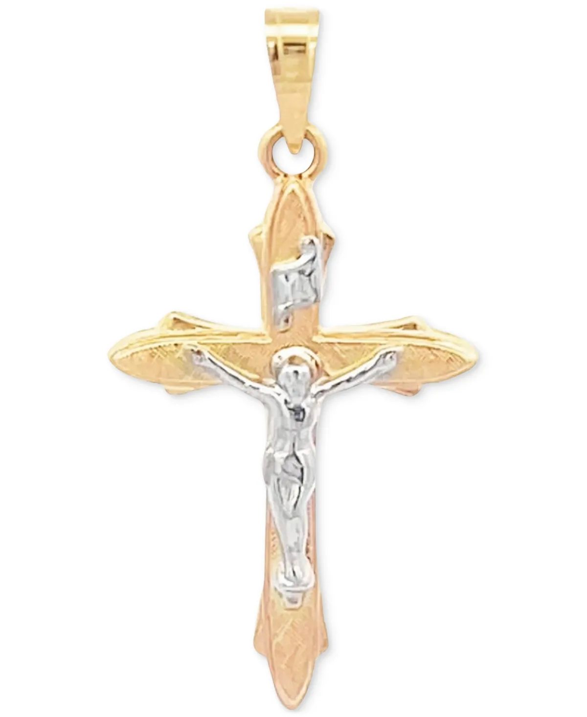 Two Tone Crucifix Charm Pendant in 14K Yellow and White Gold by Macy's