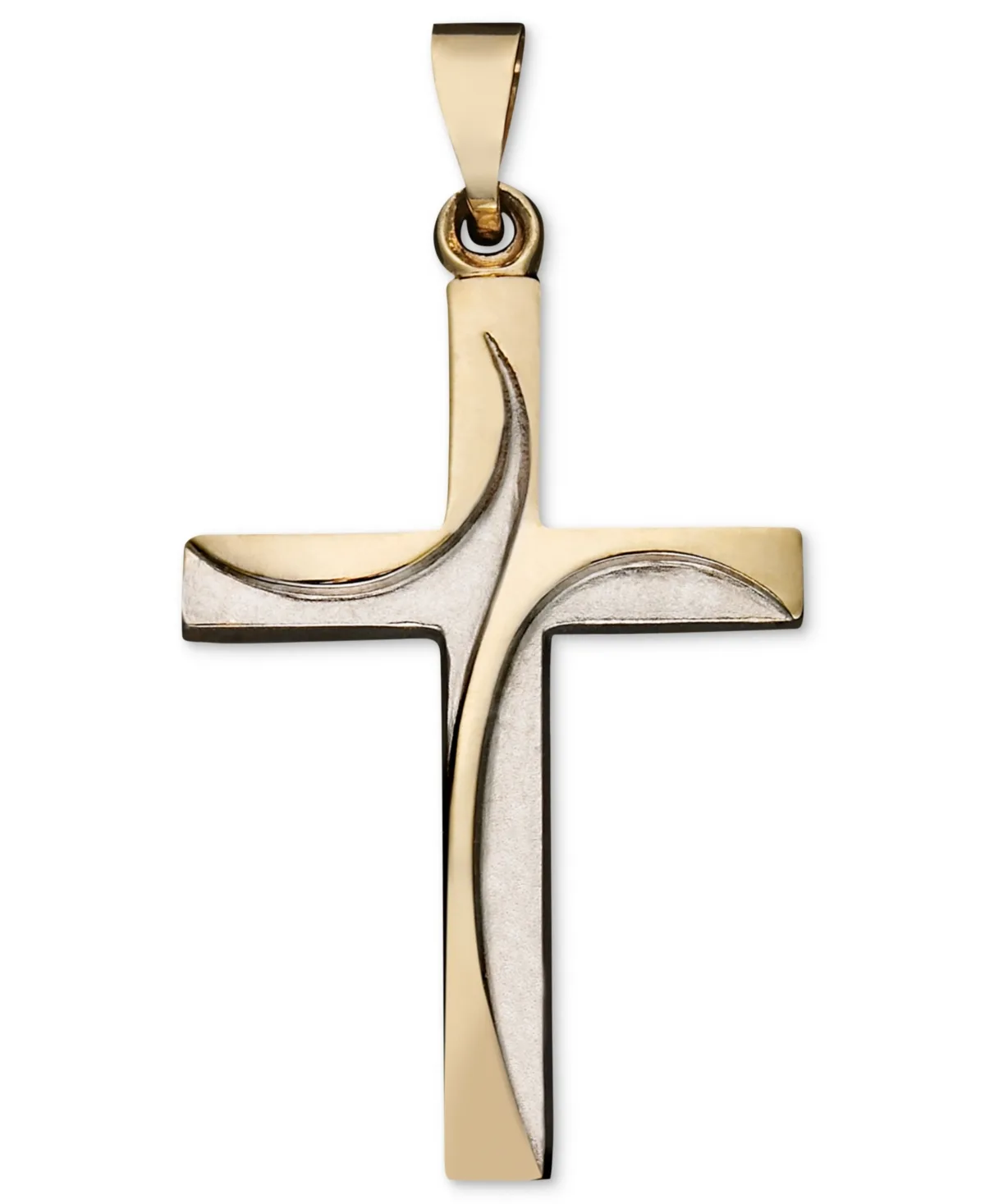 Swirl Cross Pendant in 14k Yellow and White Gold by Macy's