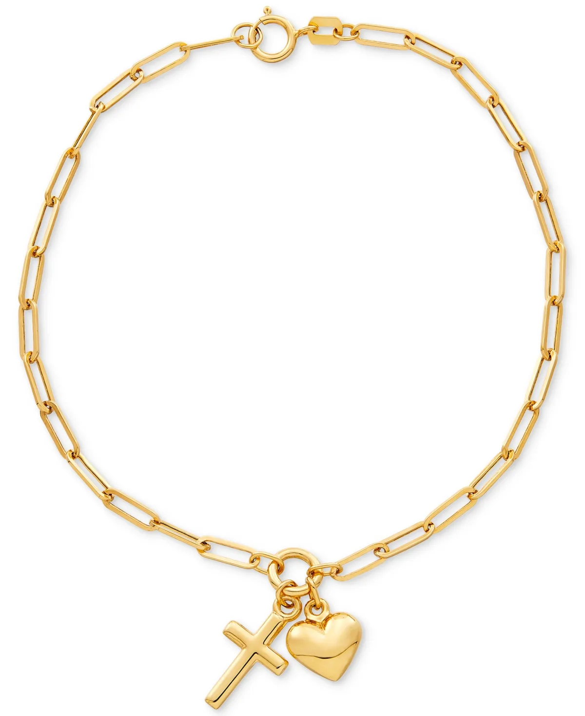Heart and Cross Charm Bracelet in 10k Gold by Macy's
