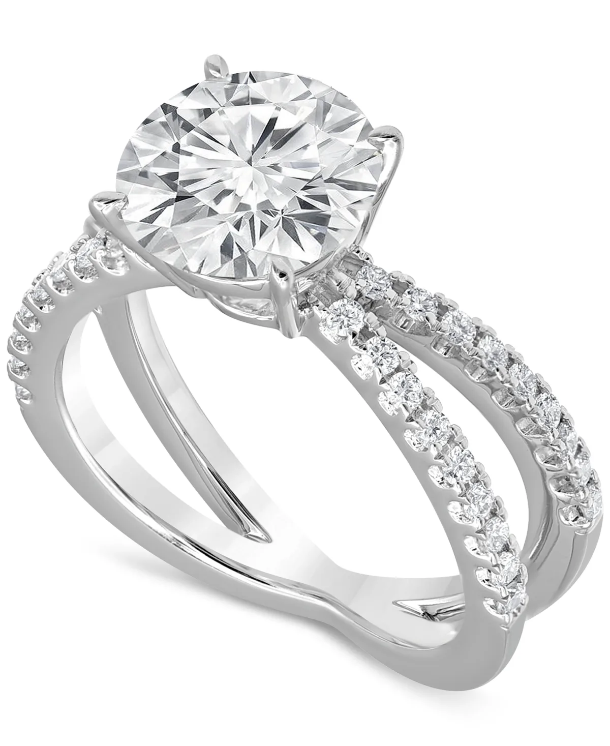 Certified Lab Grown Diamond Solitaire x Engagement Ring (3-3/8 ct. t.w.) in 14k White Gold by Badgley Mischka