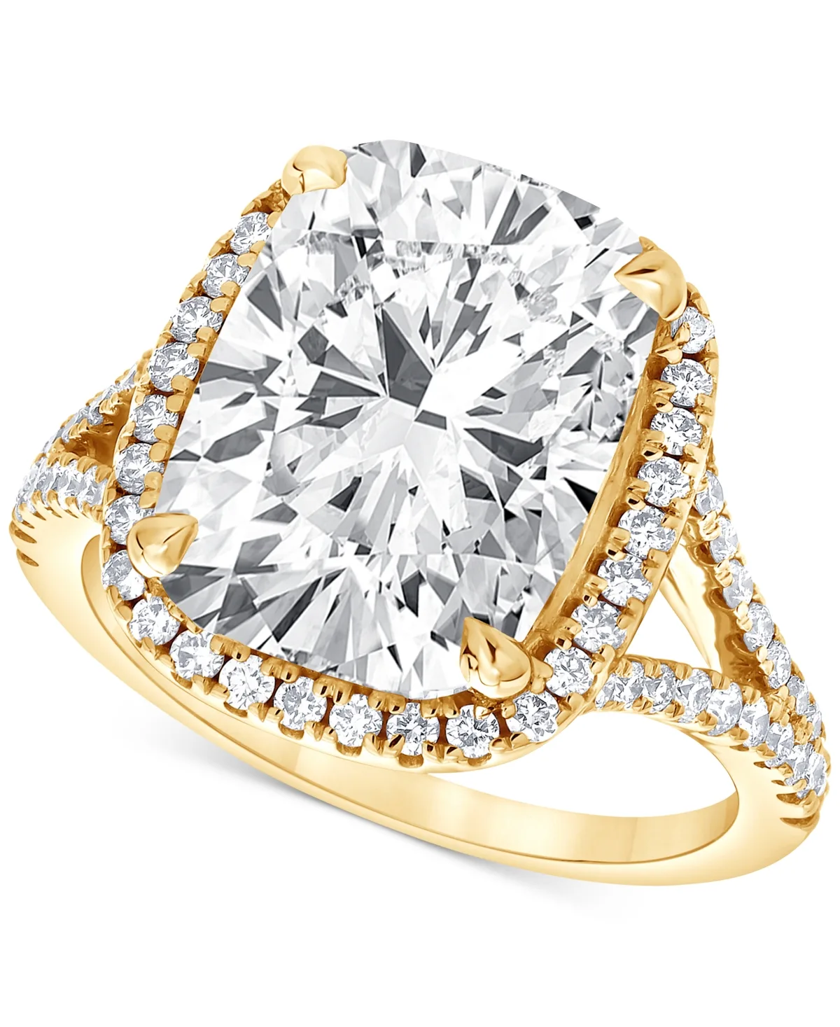Badgley Mischka Certified Lab Grown Diamond Cushion Halo Engagement Ring (7-1/2 ct. t.w.) in 14k Gold