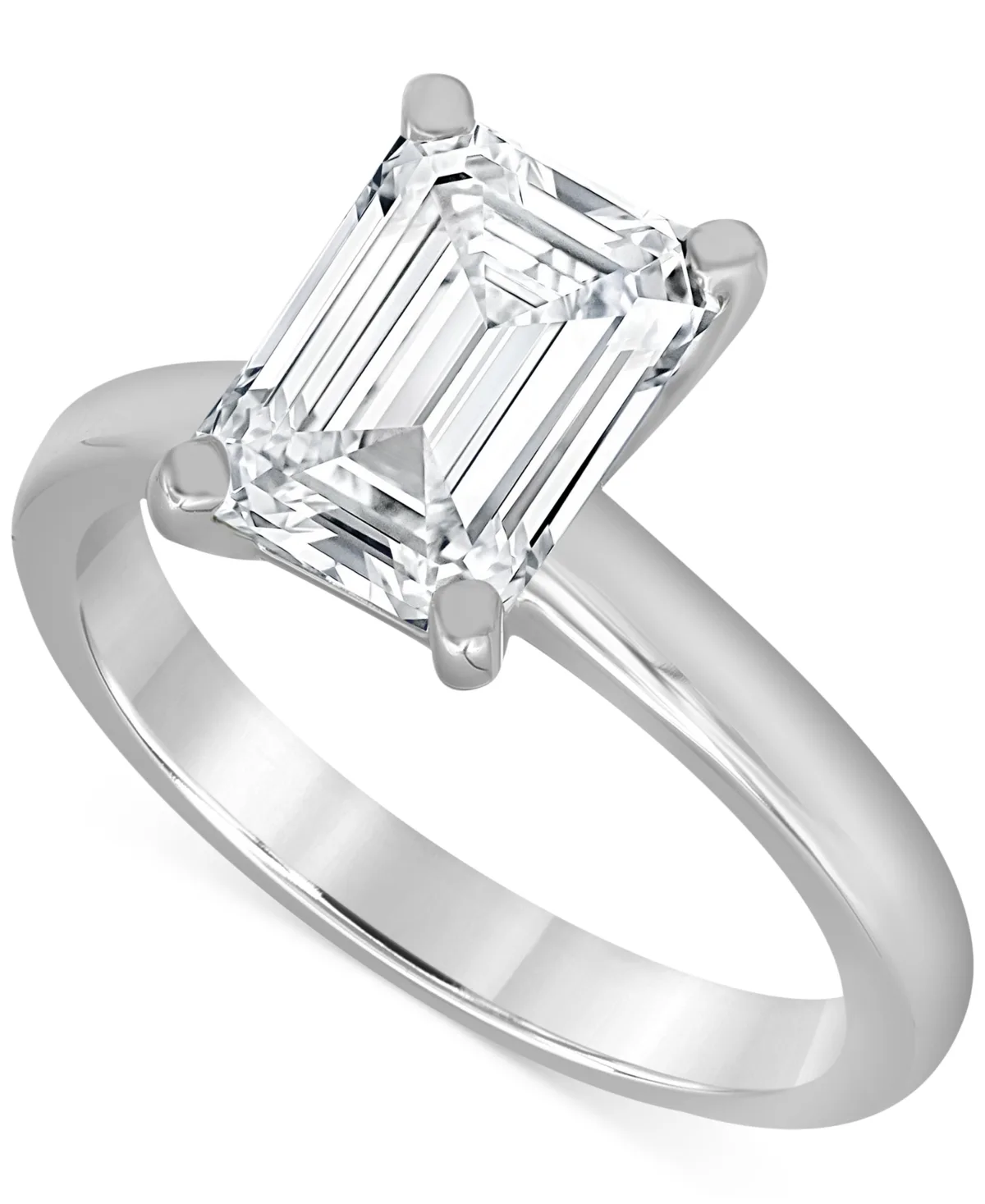 Badgley Mischka Certified Lab Grown Diamond Emerald-Cut Solitaire Engagement Ring (4 ct. t.w.) in 14k Gold by Macy's