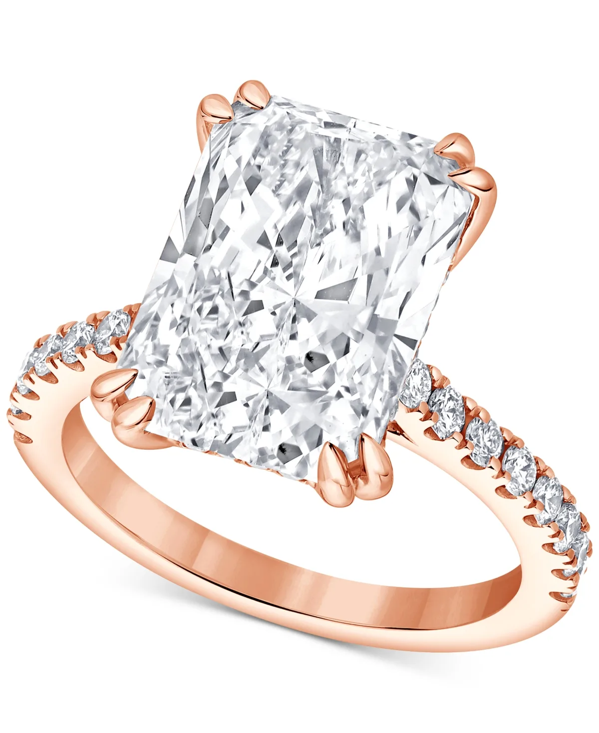 Certified Lab Grown Diamond Radiant Hidden Halo Engagement Ring (7-1/2 ct. t.w.) in 14k Gold by Badgley Mischka
