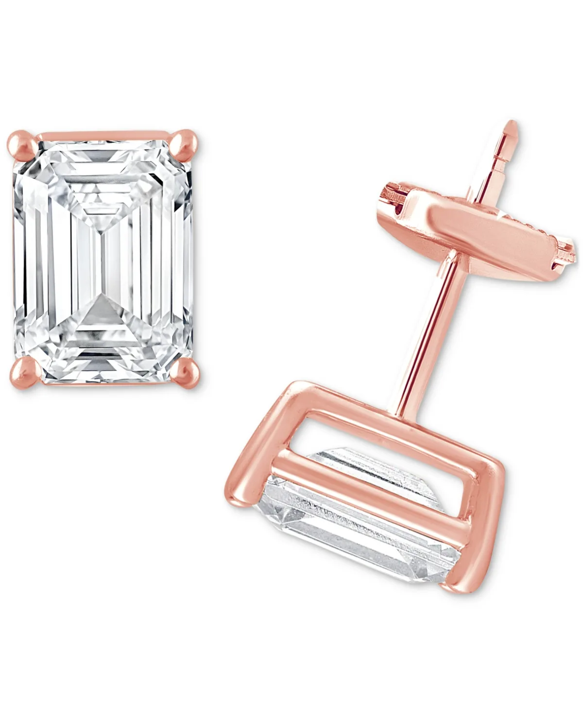 Certified Lab Grown Diamond Emerald-Cut Stud Earrings (4 ct. t.w.) in 14k Gold