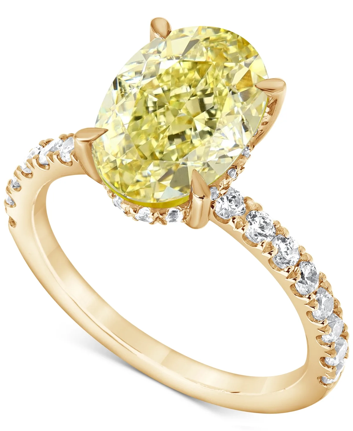 Badgley Mischka Igi Certified Lab Grown Yellow Diamond Oval-Shaped Engagement Ring (3-1/2 ct. t.w.) in 14k White, Yellow or Rose Gold by Macy's