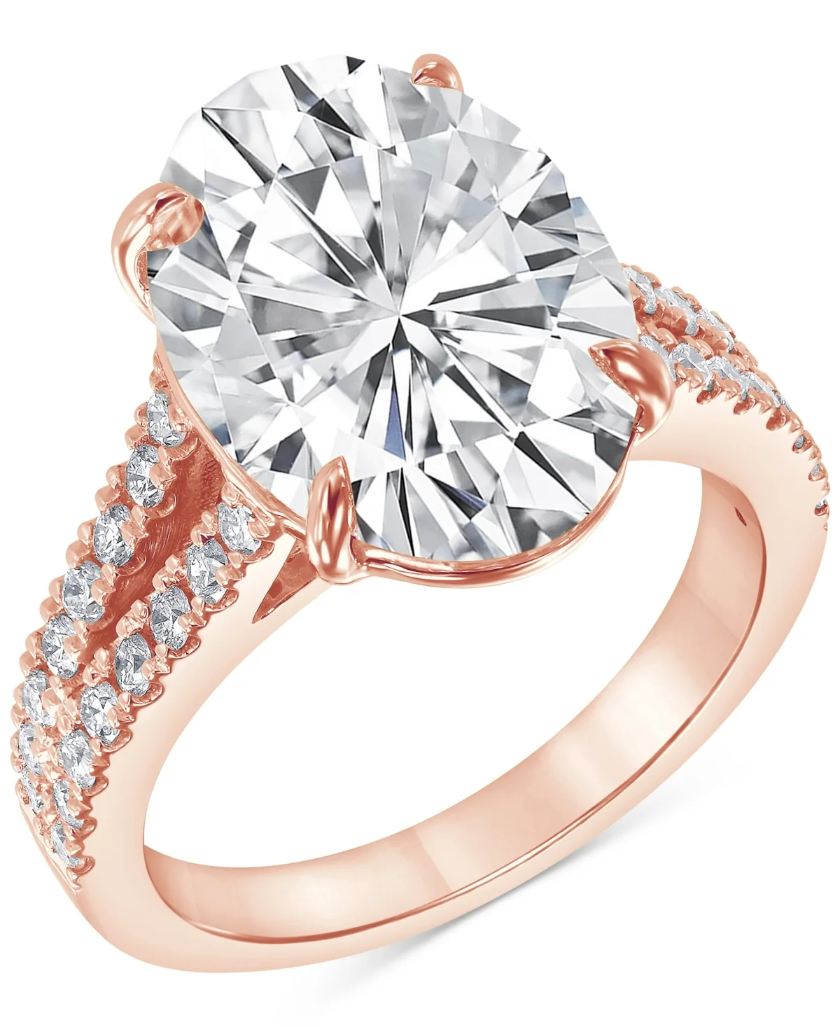 Certified Lab Grown Diamond Oval Solitaire Plus Engagement Ring (7-1/2 ct. t.w.) in 14k Gold by Badgley Mischka
