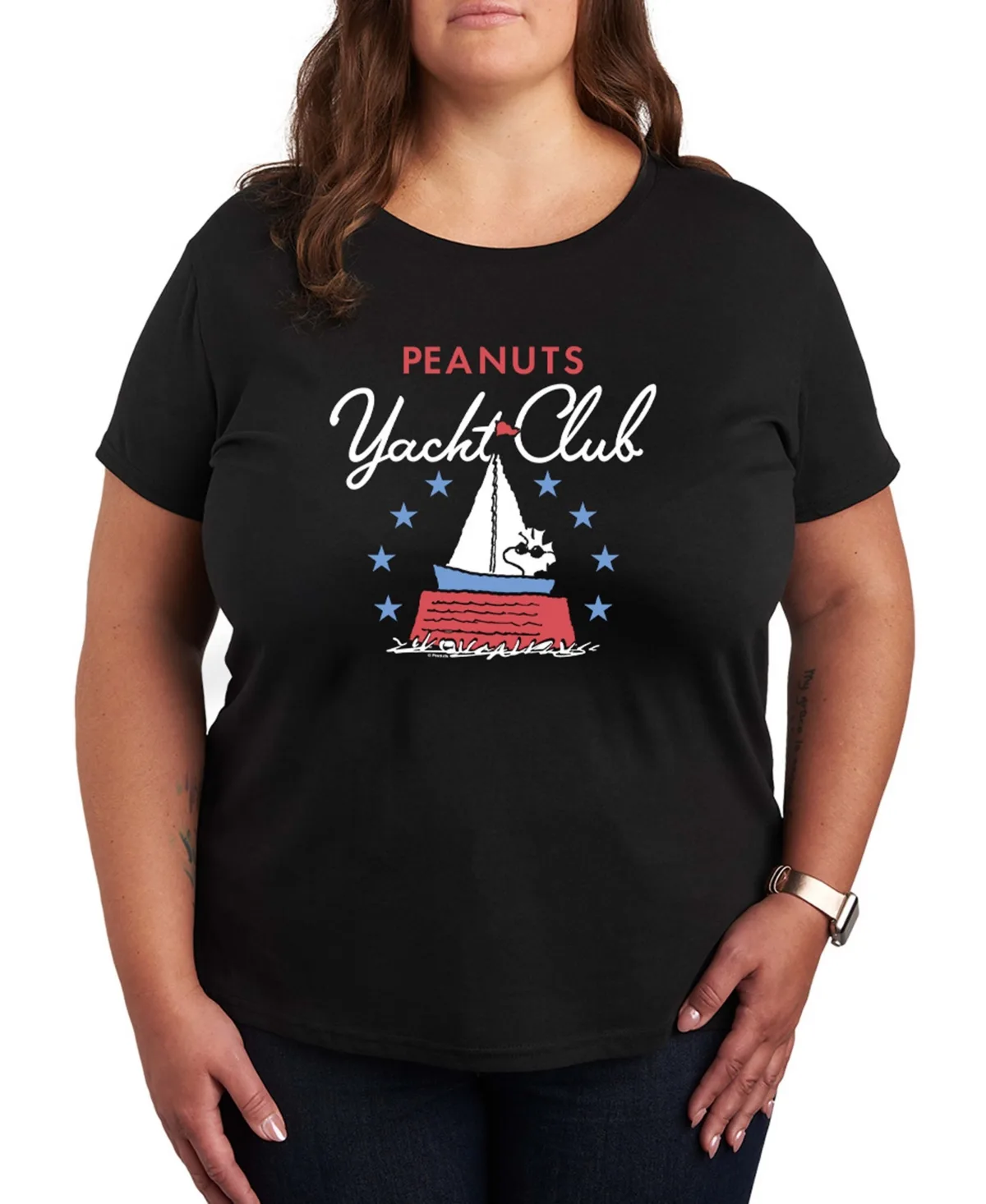 Peanuts Patriotic Yacht Club Short-Sleeve Graphic T-Shirt by Hybrid Apparel