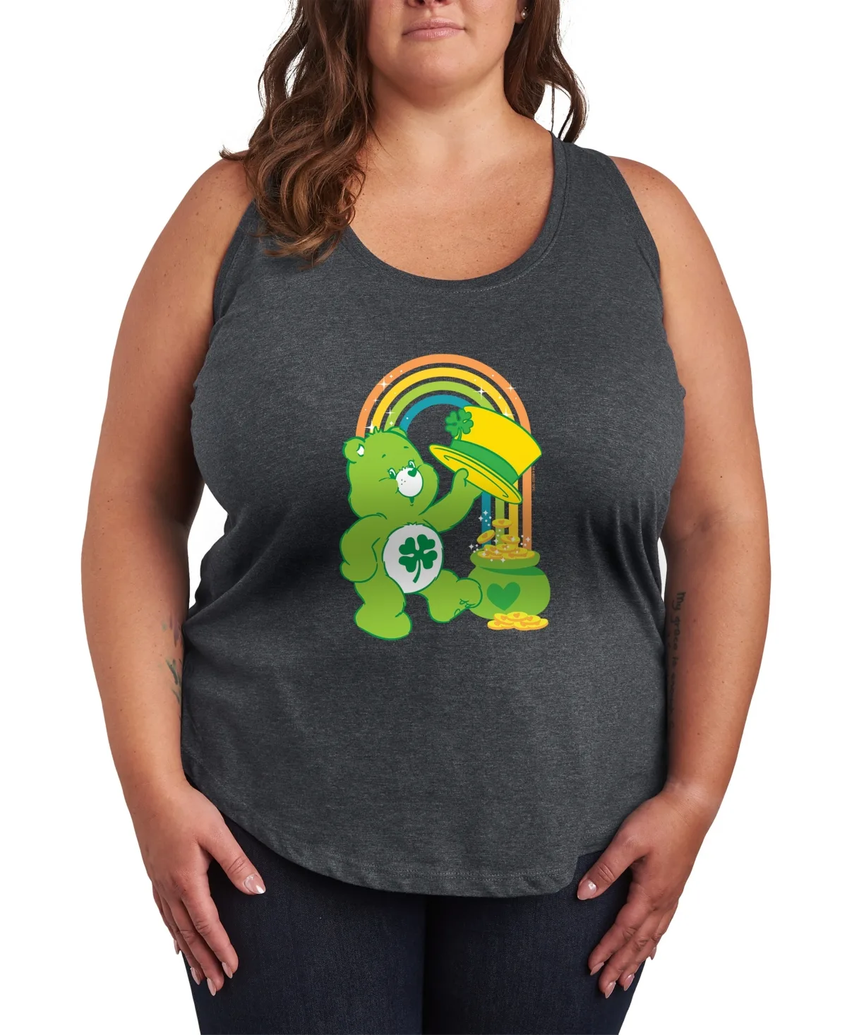 Care Bears St. Patrick's Day Good Luck Bear Rainbow Graphic Tank Top by Hybrid Apparel