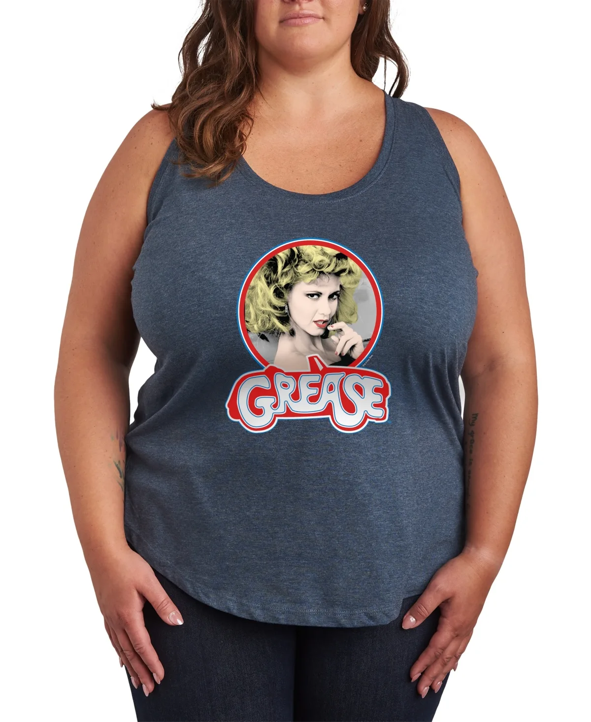Grease Sandy Racerback Graphic Crewneck Tank Top by Hybrid Apparel