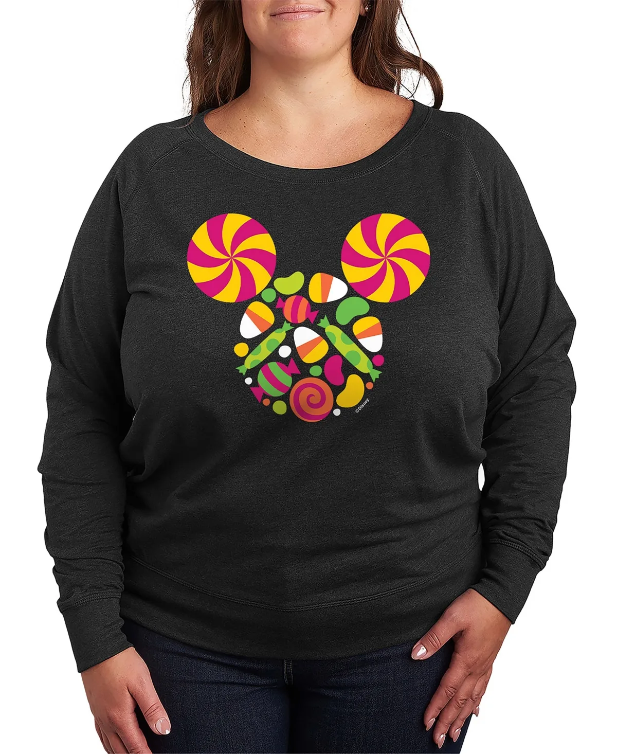 Disney Halloween Mickey Mouse Candy French Terry Long Sleeve Shirt by Hybrid Apparel