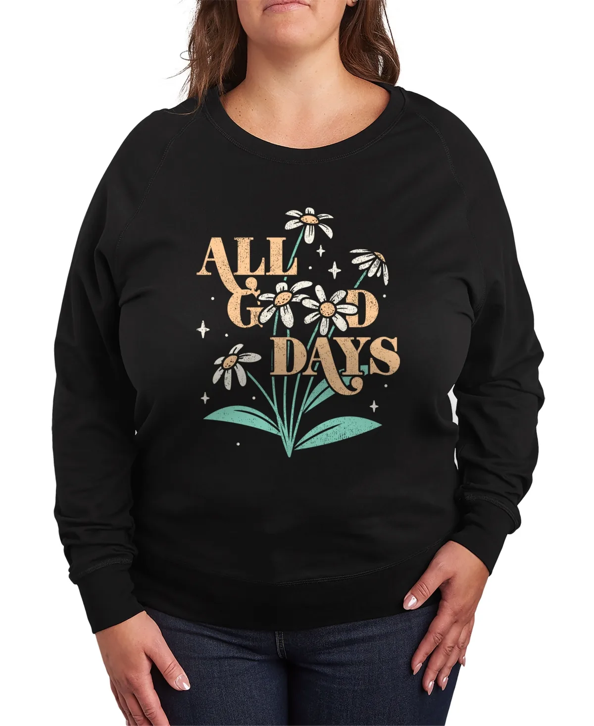 All Good Days Floral Graphic Crew Neck Top by Hybrid Apparel